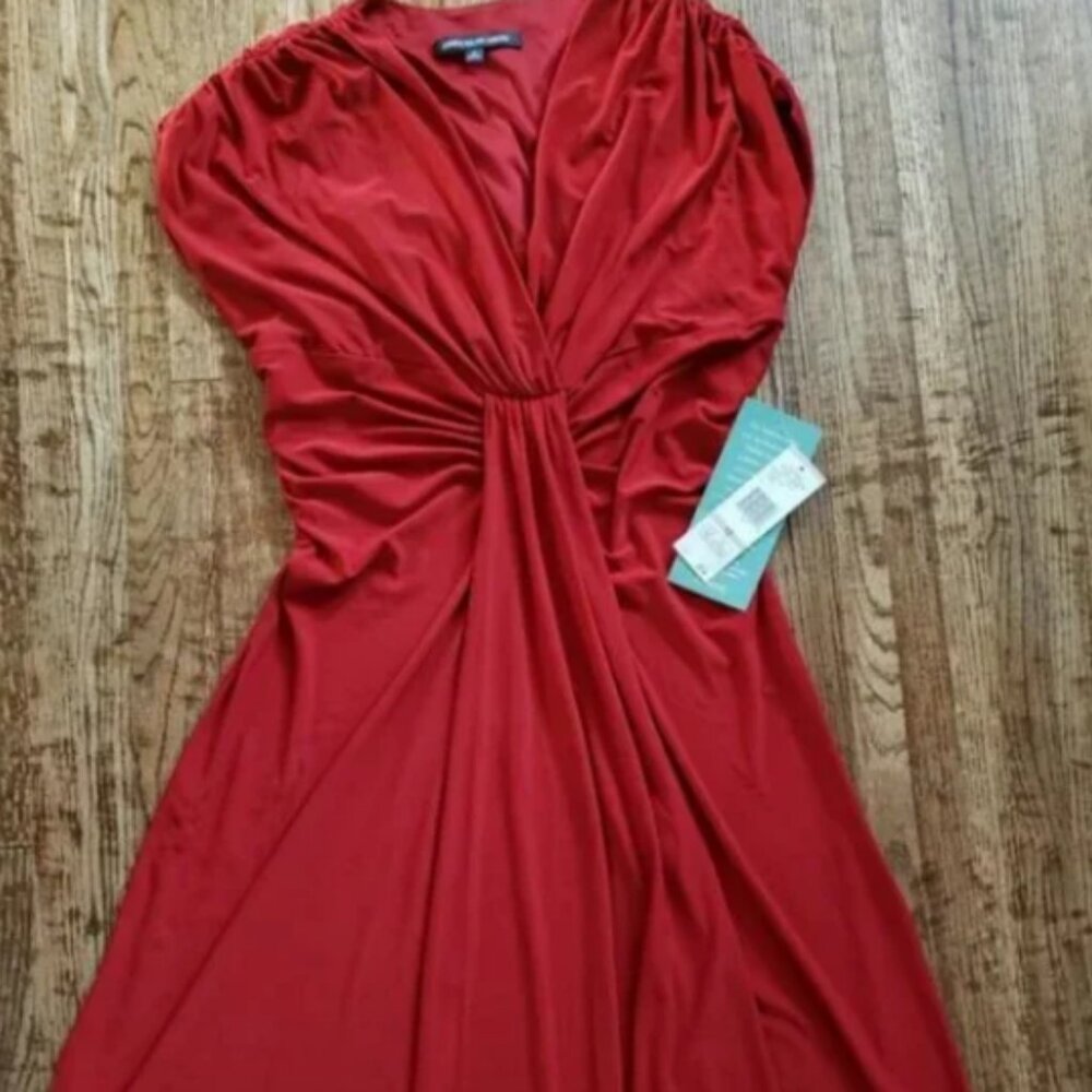Jones Wear Red "Day to Dinner" Ruched Dress - Size 12